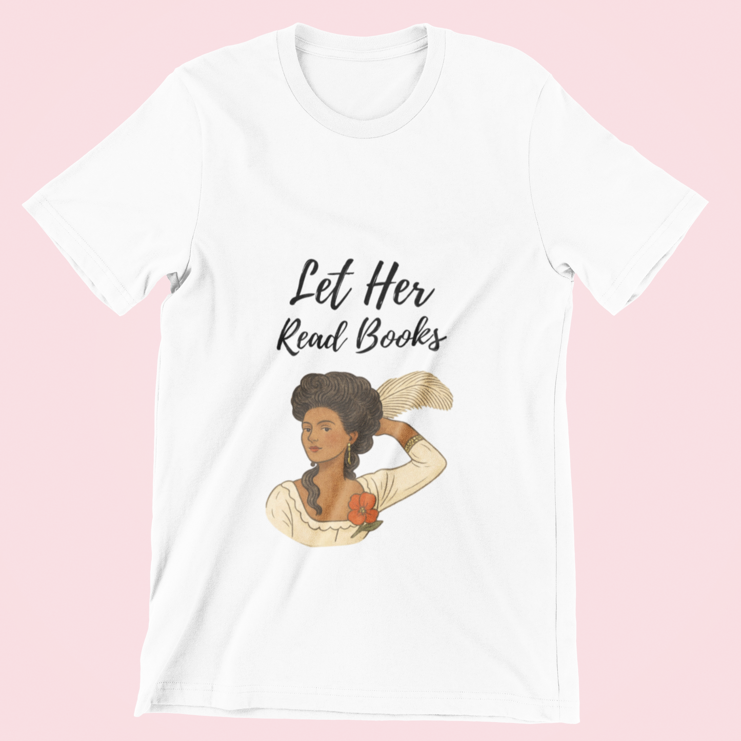 Vintage Literary Lady Bookish V-Neck T-Shirt for Women (Skin Tone 2)