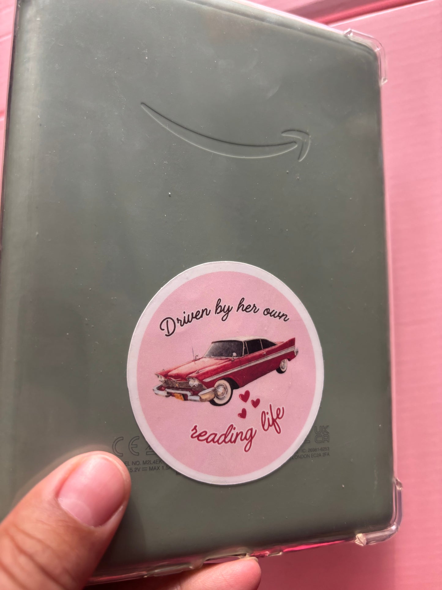 Driven by Her Own Reading Life Vinyl Sticker | Retro Bookish Car Sticker for Kindle Cases & Readers