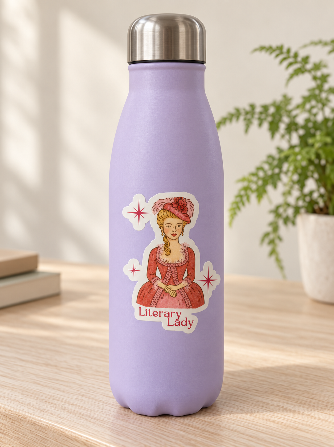 Literary Lady Kindle Sticker – 3” Vintage Bookish Die Cut Vinyl Decal for Kindle Case