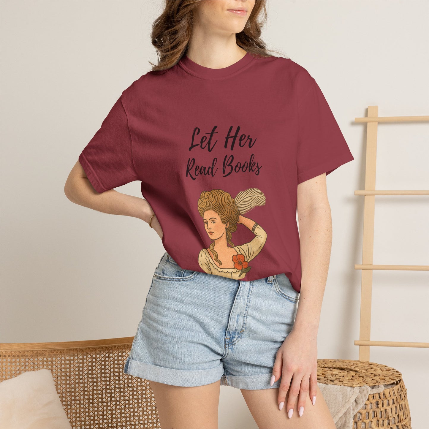 "Let Her Read Books” Crew Neck Tee — A Literary Rebellion (Skin Tone 1 )
