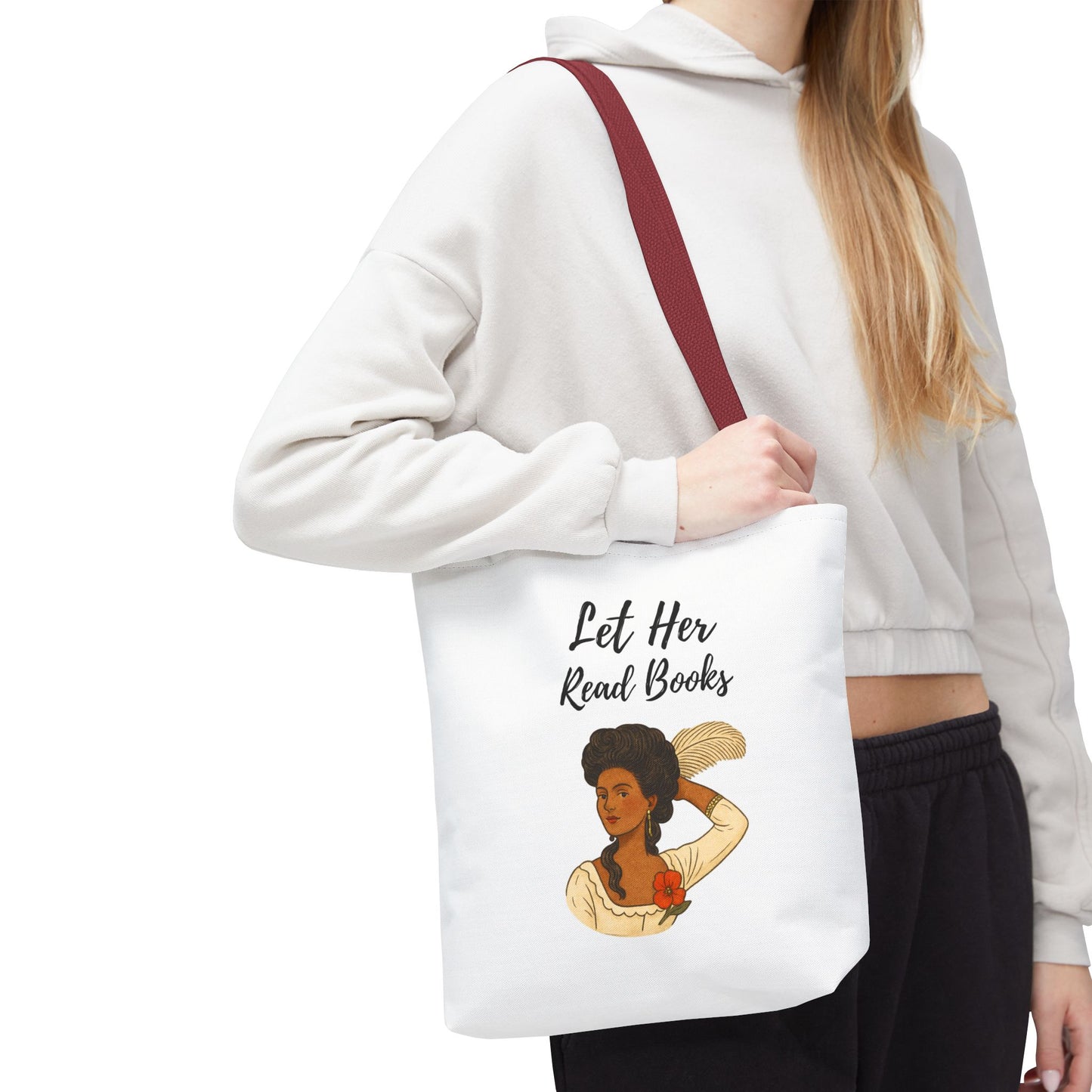 Let Her Read Books Tote Bag Skin Tone 2 | Regency Aesthetic Book Lover Gift | Feminist Reader Tote | Romantic Bookish Bag | Literary Gift