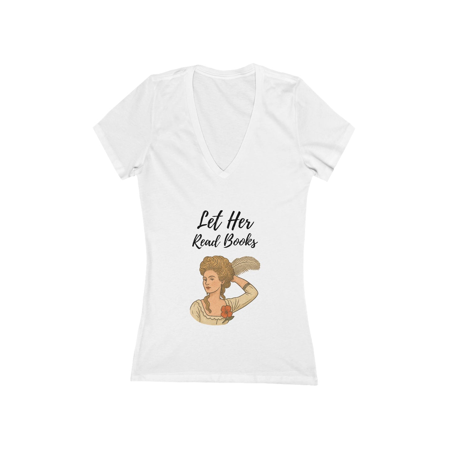 "Let Her Read Books” V-Neck Tee — (Skin Tone 1 )