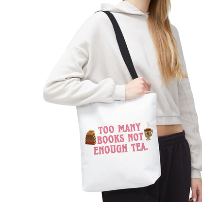 Book Lover Tote Bag “Too Many Books Not Enough Tea” | Bookish Tote | Reader Gift | Tea Lover Tote | Literary Tote Bag