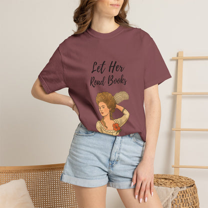"Let Her Read Books” Crew Neck Tee — A Literary Rebellion (Skin Tone 1 )