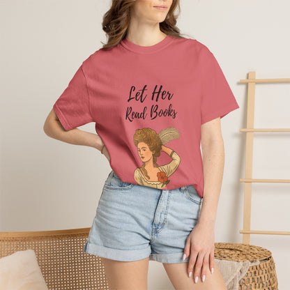 "Let Her Read Books” Crew Neck Tee — A Literary Rebellion (Skin Tone 1 )