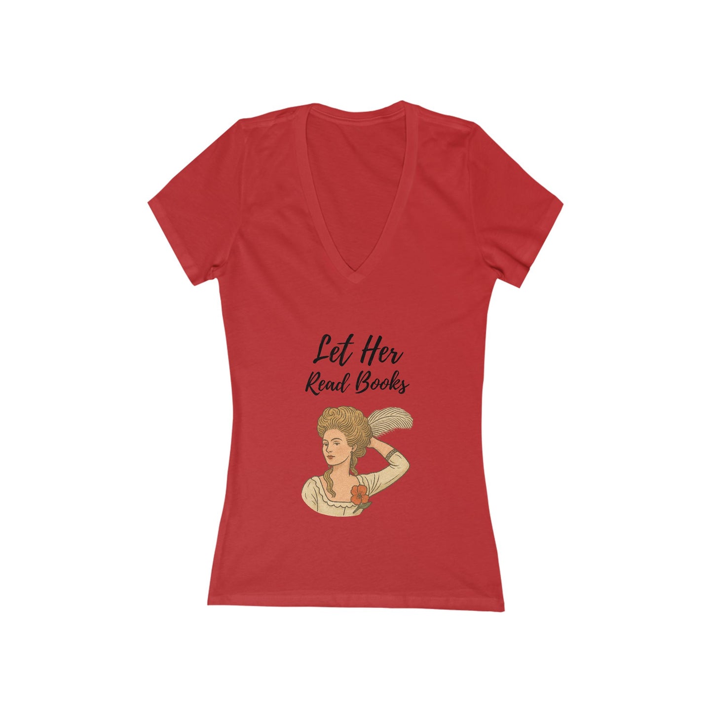Let Her Read Books” V-Neck Tee — A Literary Rebellion (Skin Tone 1 )