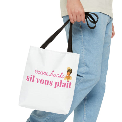 More Books S’il Vous Plaît Tote Bag | Regency Aesthetic Book Lover Gift | Romantic Reader Tote | French Bookish Bag | Literary Tote