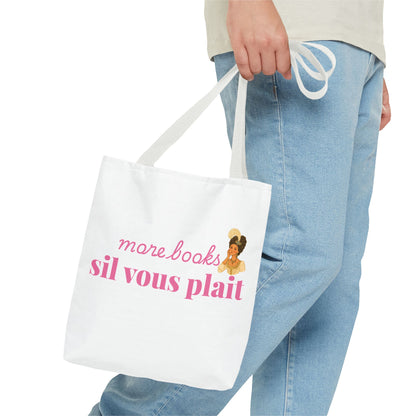 More Books S’il Vous Plaît Tote Bag | Regency Aesthetic Book Lover Gift | Romantic Reader Tote | French Bookish Bag | Literary Tote