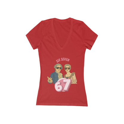 Six Seven 67 Avant-Garde Bookish V-Neck T-Shirt for Women