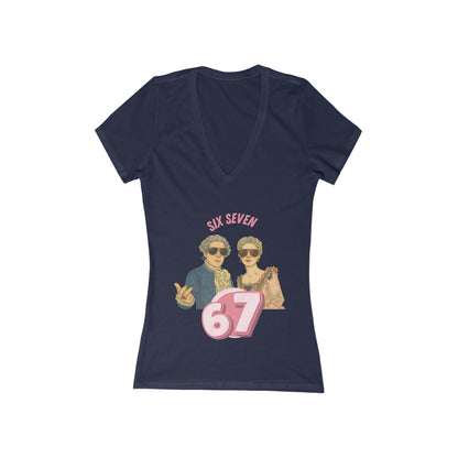 Six Seven Bookish V-Neck T-Shirt for Women | Literary Graphic Tee