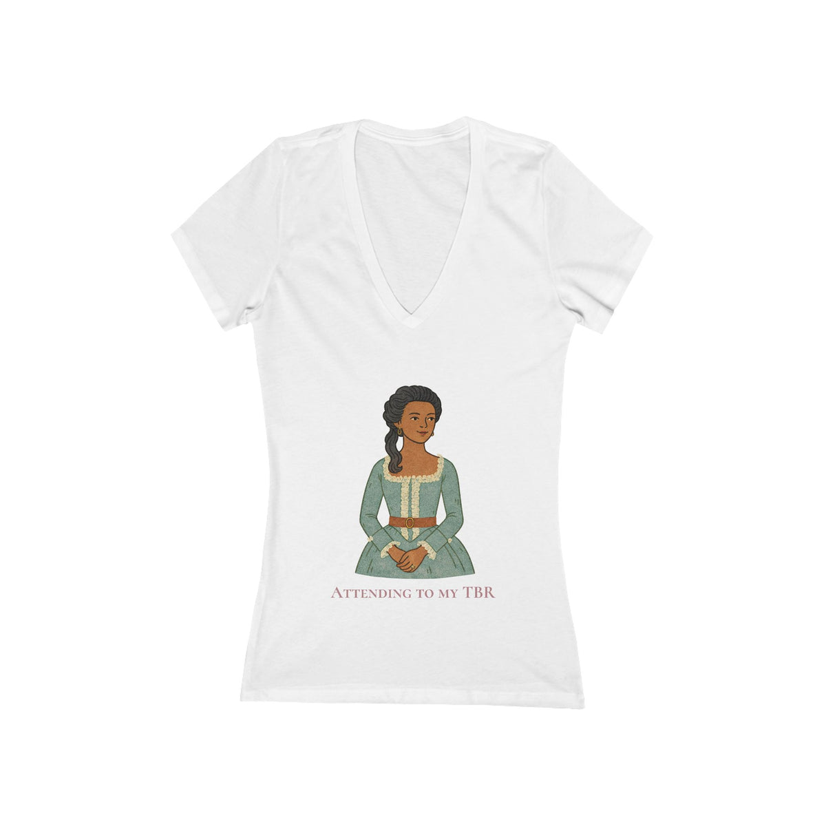 Attending to My TBR - Vneck Tee (Skin Tone 2)