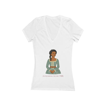 Attending to My TBR - Vneck Tee (Skin Tone 2)