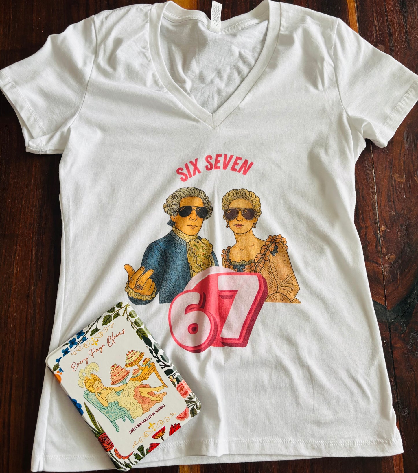 Six Seven 67 Avant-Garde Bookish V-Neck T-Shirt for Women