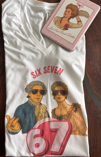 Six Seven 67 Avant-Garde Bookish V-Neck T-Shirt for Women