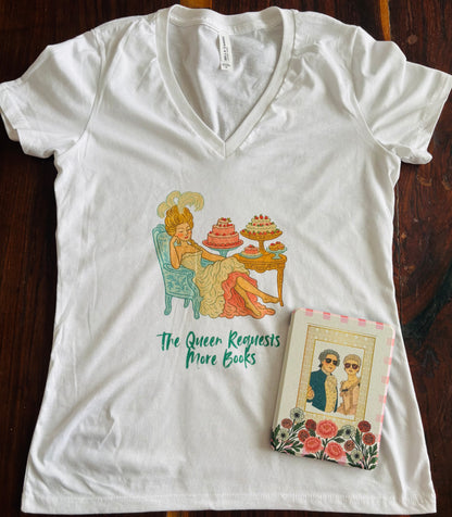 The Queen Requests More Books Bookish V-Neck T-Shirt for Women