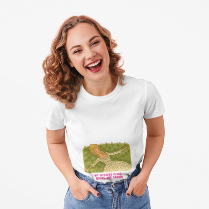 My Weekend Plans: Books and Garden Unisex T-shirt