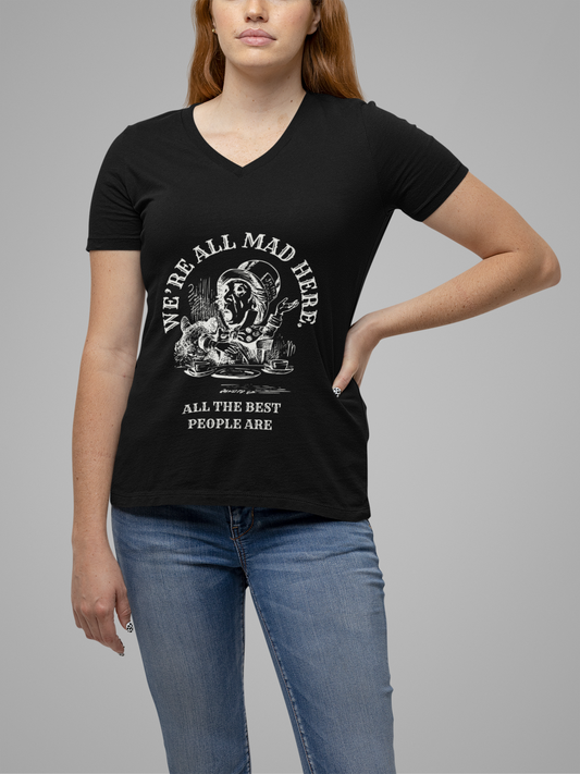 We're All Mad Here - Whimsical Mad Hatter T-Shirt