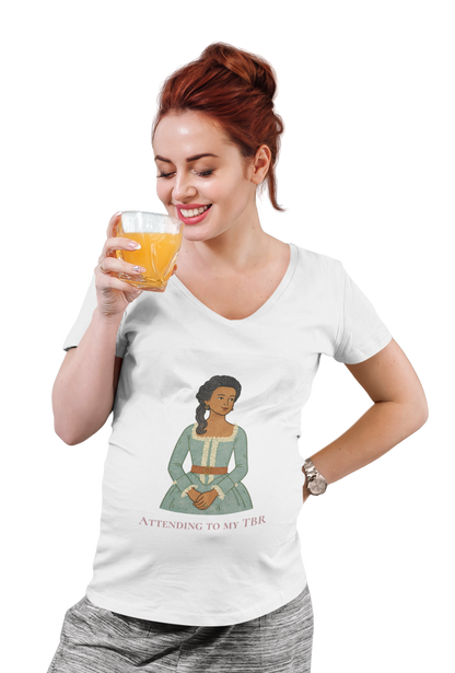 Attending to My TBR - Vneck Tee (Skin Tone 2)