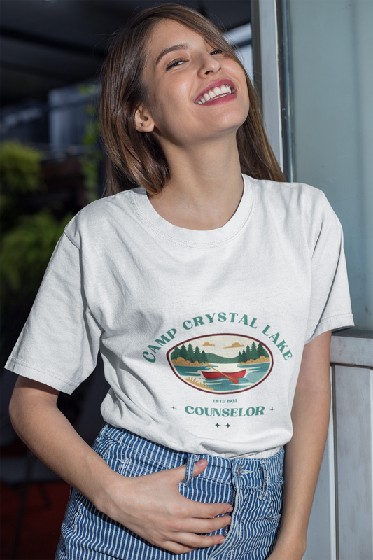 Camp Crystal Lake Counselor T-Shirt – Vintage Summer Camp Horror Tee | Camp Blood Collection