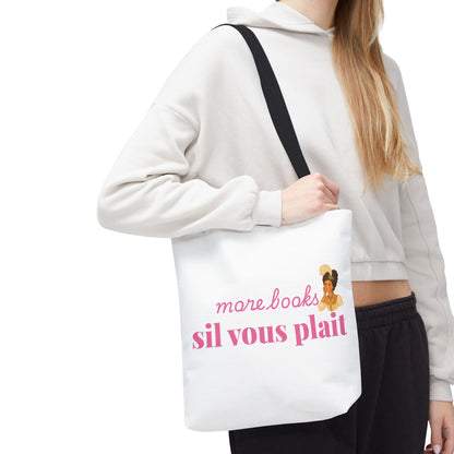 More Books S’il Vous Plaît Tote Bag | Regency Aesthetic Book Lover Gift | Romantic Reader Tote | French Bookish Bag | Literary Tote