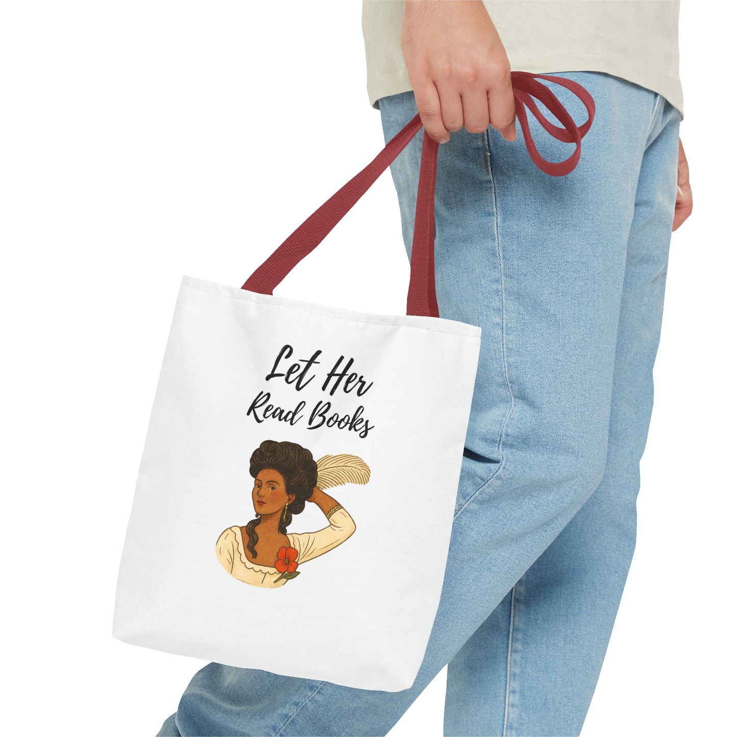 Let Her Read Books Tote Bag Skin Tone 2 | Regency Aesthetic Book Lover Gift | Feminist Reader Tote | Romantic Bookish Bag | Literary Gift