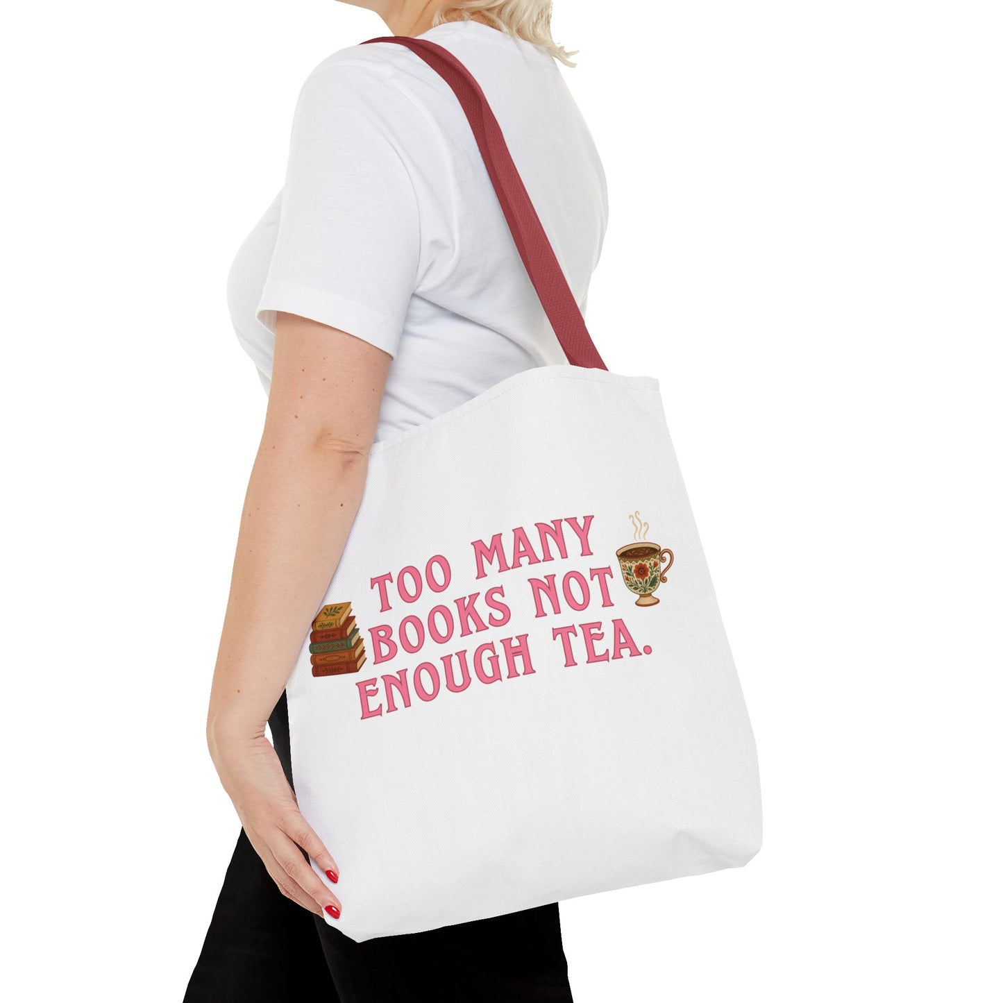 Book Lover Tote Bag “Too Many Books Not Enough Tea” | Bookish Tote | Reader Gift | Tea Lover Tote | Literary Tote Bag