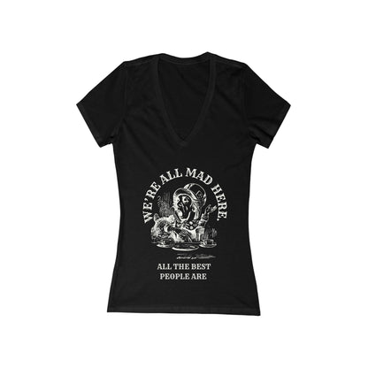 We're All Mad Here - Whimsical Mad Hatter Vneck T-Shirt