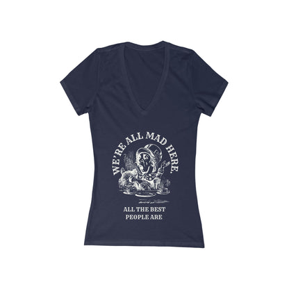 We're All Mad Here - Whimsical Mad Hatter Vneck T-Shirt