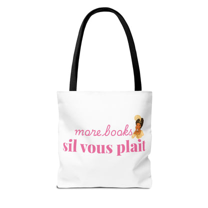 More Books S’il Vous Plaît Tote Bag | Regency Aesthetic Book Lover Gift | Romantic Reader Tote | French Bookish Bag | Literary Tote