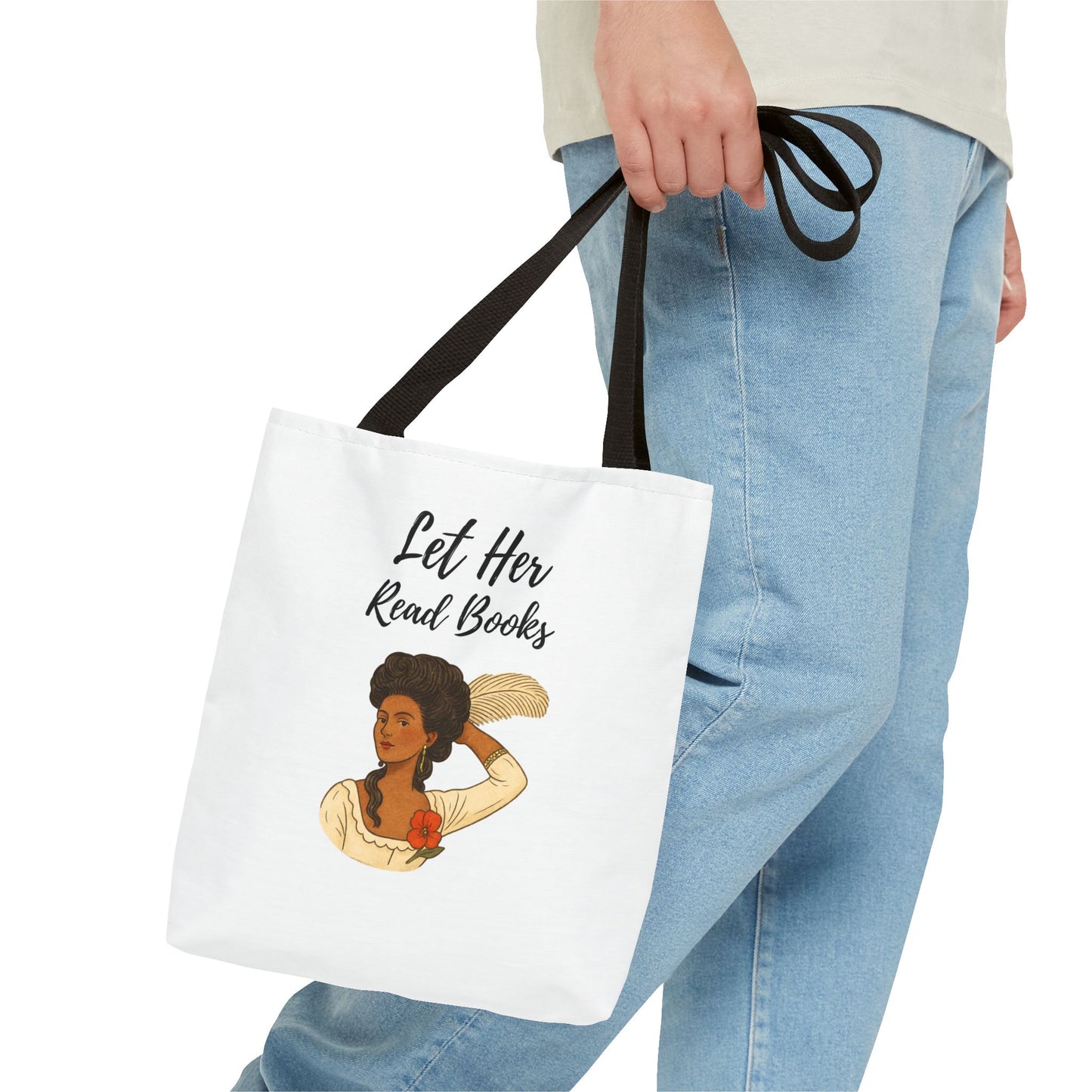 Let Her Read Books Tote Bag Skin Tone 2 | Regency Aesthetic Book Lover Gift | Feminist Reader Tote | Romantic Bookish Bag | Literary Gift
