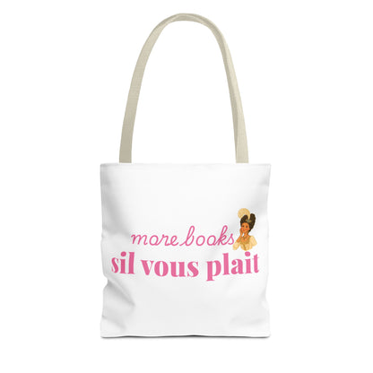 More Books S’il Vous Plaît Tote Bag | Regency Aesthetic Book Lover Gift | Romantic Reader Tote | French Bookish Bag | Literary Tote