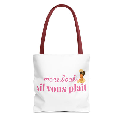 More Books S’il Vous Plaît Tote Bag | Regency Aesthetic Book Lover Gift | Romantic Reader Tote | French Bookish Bag | Literary Tote