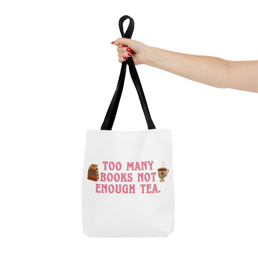 Book Lover Tote Bag “Too Many Books Not Enough Tea” | Bookish Tote | Reader Gift | Tea Lover Tote | Literary Tote Bag
