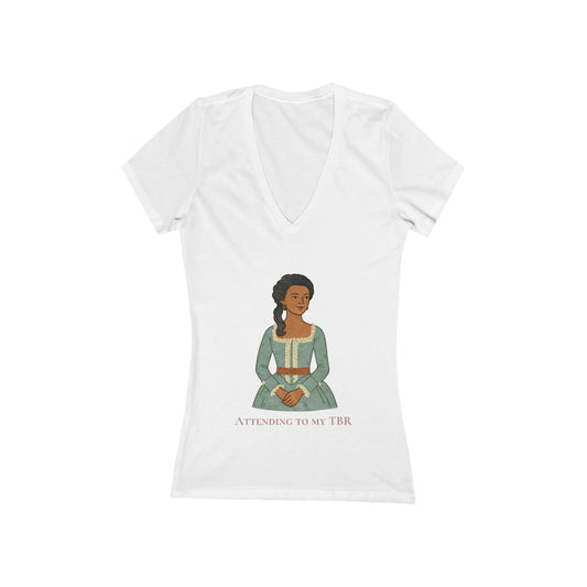Attending to My TBR Bookish V-Neck T-Shirt for Women - (Skin Tone 2)