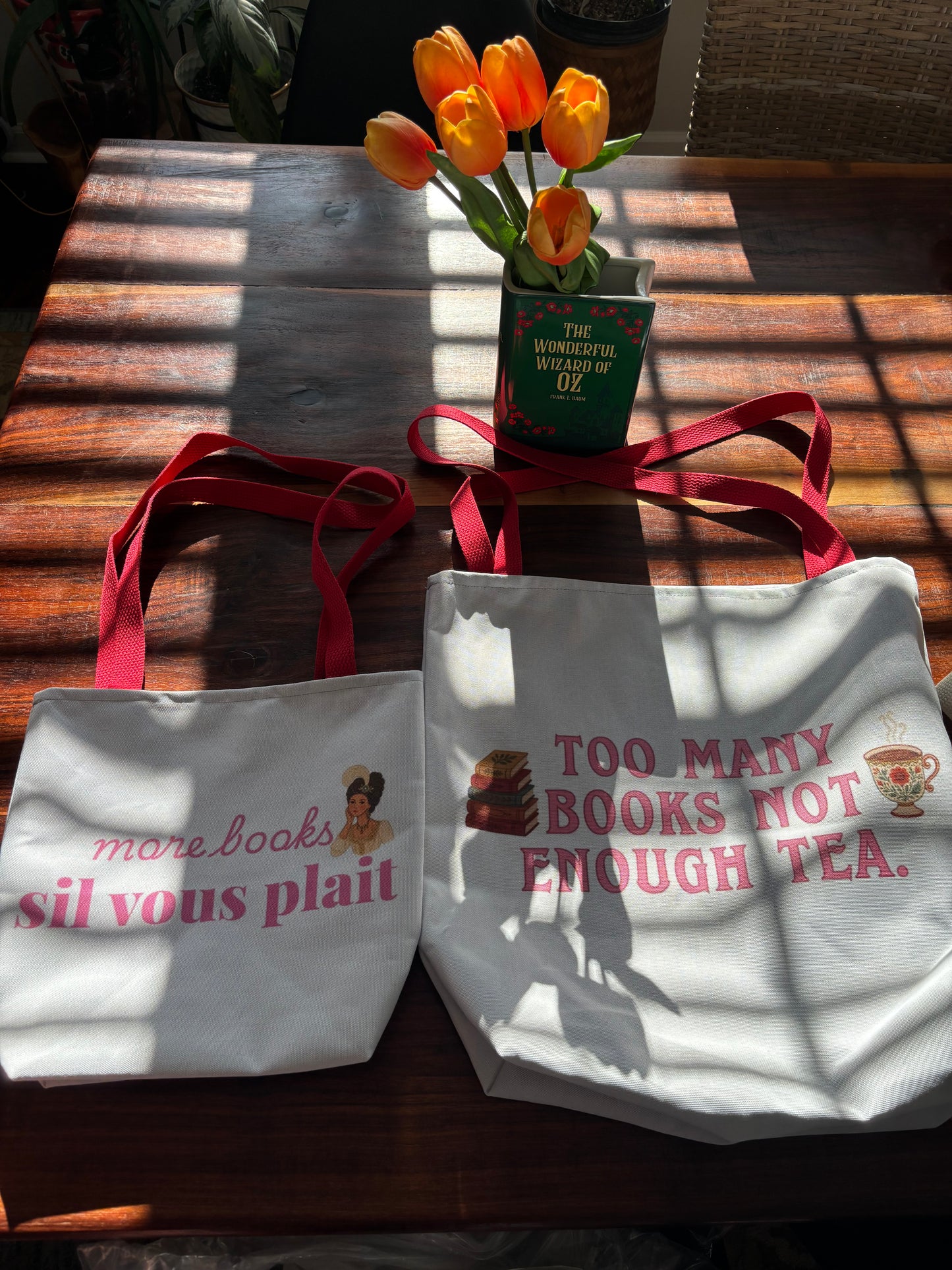 More Books S’il Vous Plaît Tote Bag | Regency Aesthetic Book Lover Gift | Romantic Reader Tote | French Bookish Bag | Literary Tote