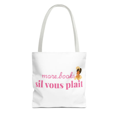 More Books S’il Vous Plaît Tote Bag | Regency Aesthetic Book Lover Gift | Romantic Reader Tote | French Bookish Bag | Literary Tote