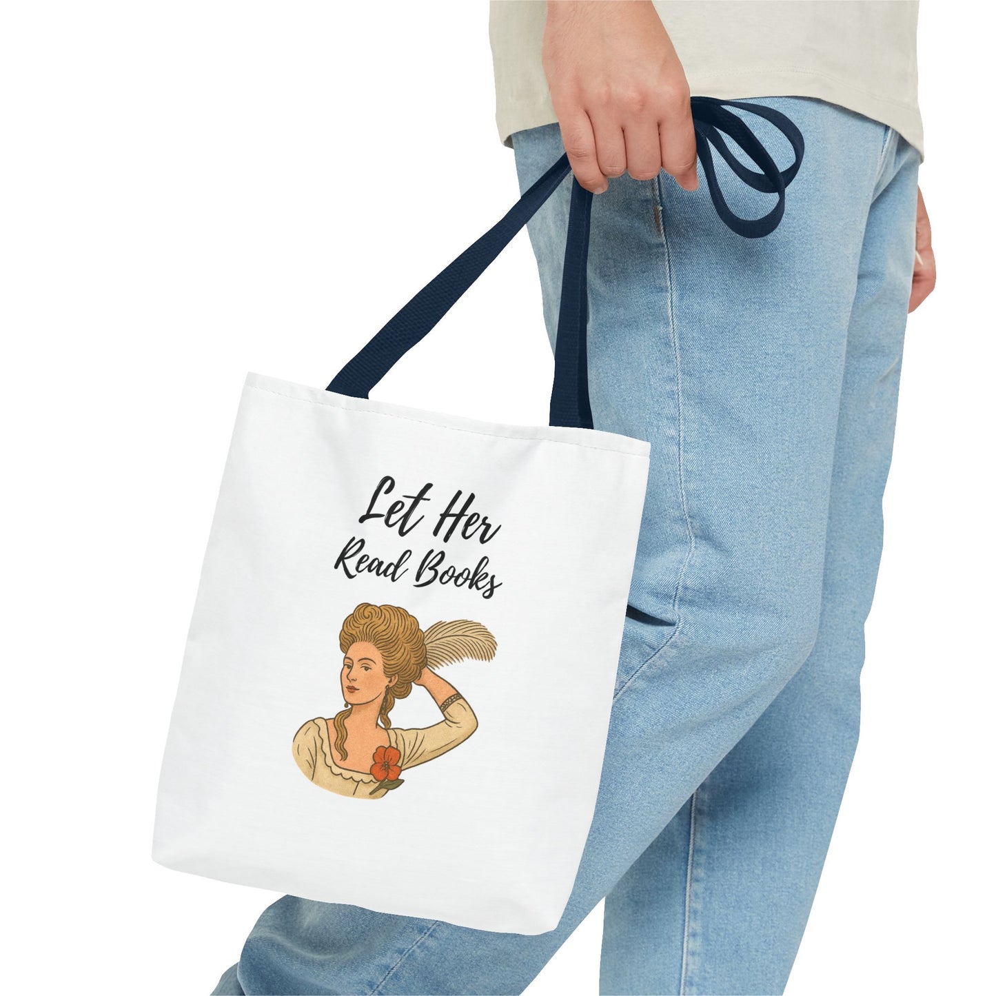 Let Her Read Books Tote Bag Skin Tone 1 | Regency Aesthetic Book Lover Gift | Feminist Reader Tote | Romantic Bookish Bag | Literary Gift