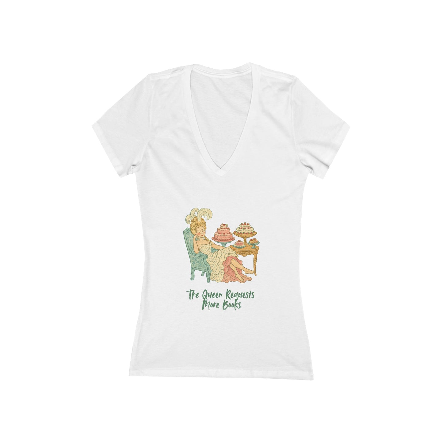The Queen Requests More Books Bookish V-Neck T-Shirt for Women