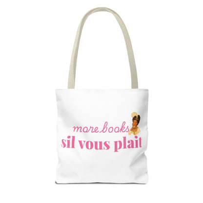 More Books S’il Vous Plaît Tote Bag | Regency Aesthetic Book Lover Gift | Romantic Reader Tote | French Bookish Bag | Literary Tote