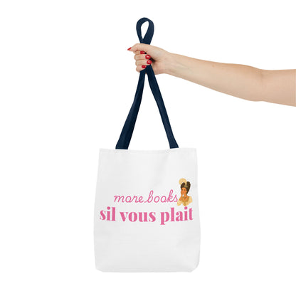 More Books S’il Vous Plaît Tote Bag | Regency Aesthetic Book Lover Gift | Romantic Reader Tote | French Bookish Bag | Literary Tote