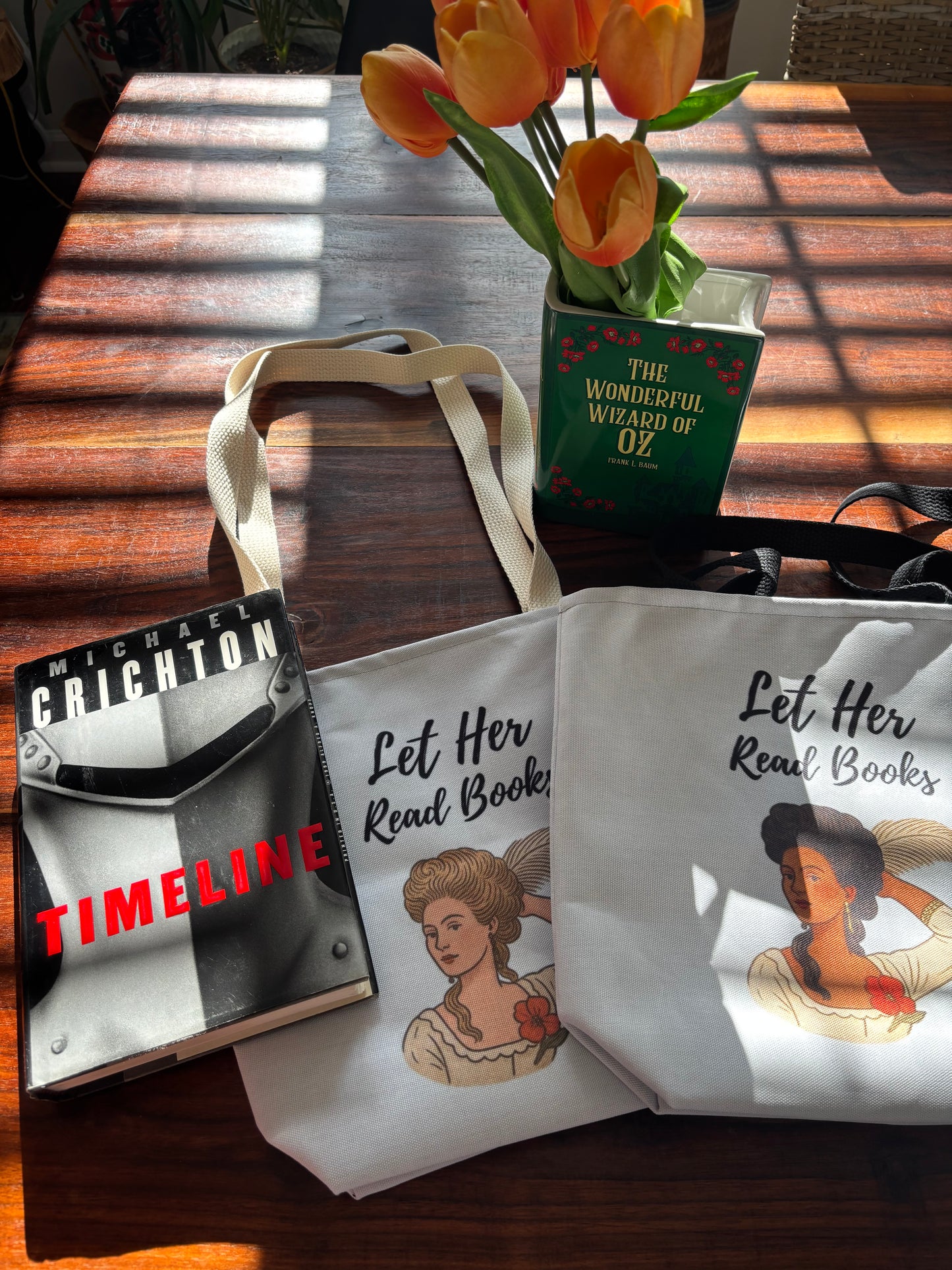 Let Her Read Books Tote Bag Skin Tone 2 | Regency Aesthetic Book Lover Gift | Feminist Reader Tote | Romantic Bookish Bag | Literary Gift