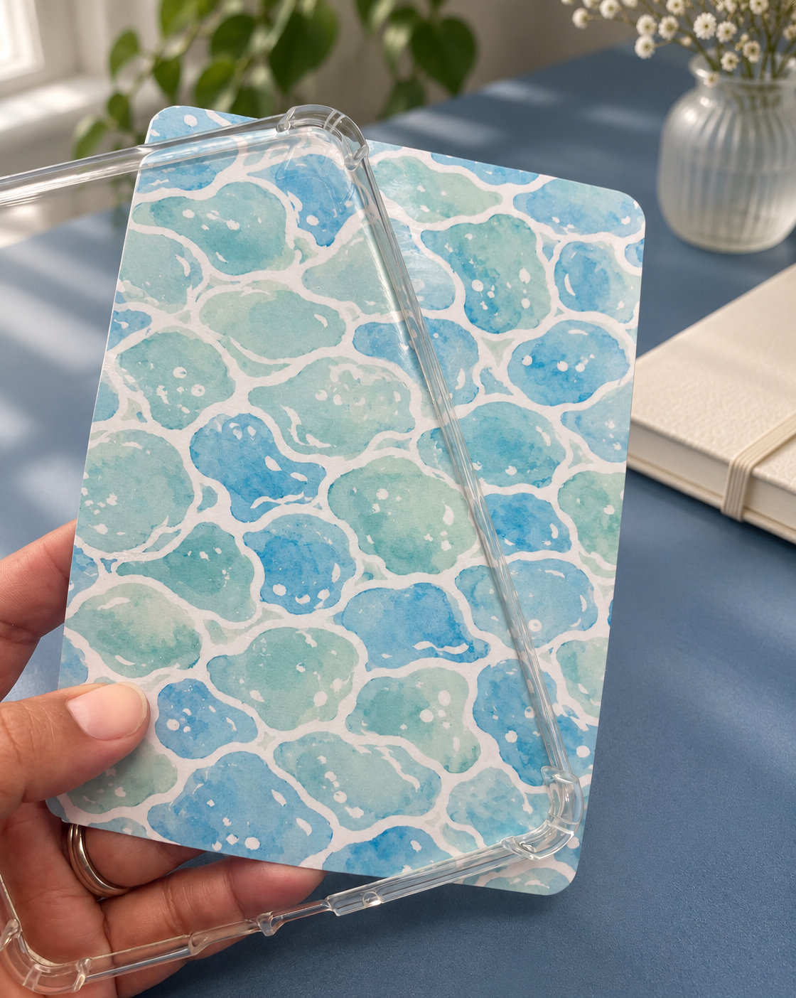 Ocean Waves Kindle Insert | Coastal Bookish Insert for Clear Kindle Cases
