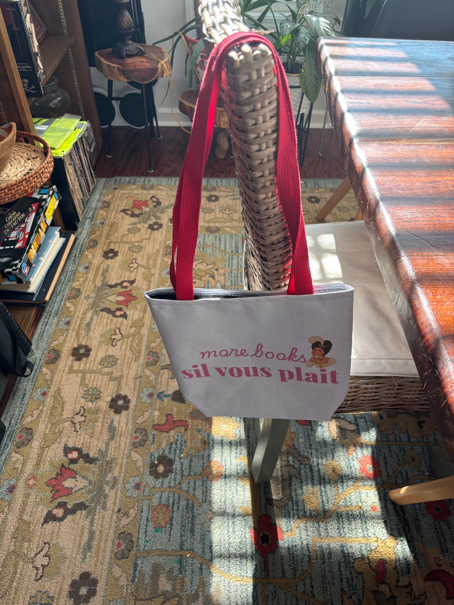 More Books S’il Vous Plaît Tote Bag | Regency Aesthetic Book Lover Gift | Romantic Reader Tote | French Bookish Bag | Literary Tote