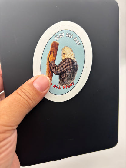 Slay All Day Read All Night Vinyl Sticker | Camp Blood Horror Bookish Sticker