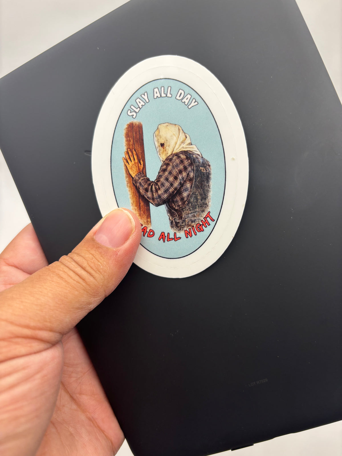 Slay All Day Read All Night Vinyl Sticker | Camp Blood Horror Bookish Sticker
