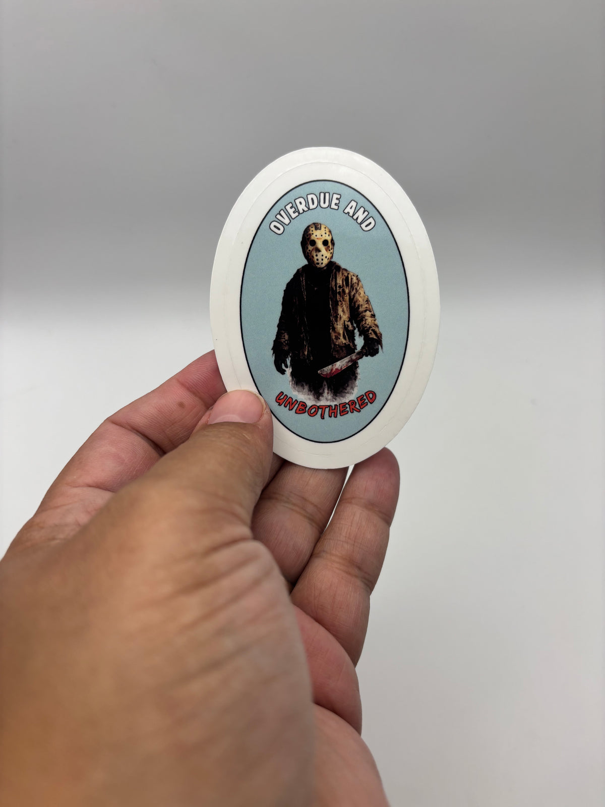 Overdue and Unbothered Vinyl Sticker | Camp Blood Horror Bookish Sticker