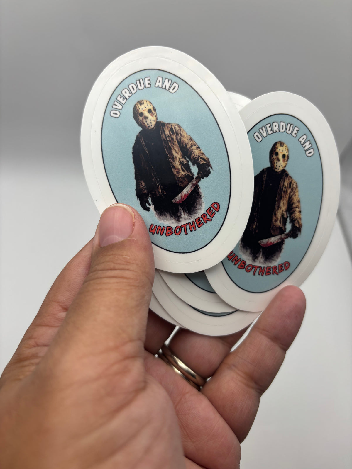 Overdue and Unbothered Vinyl Sticker | Camp Blood Horror Bookish Sticker