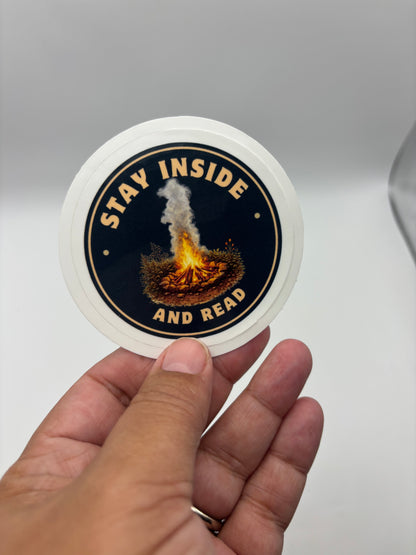 Stay Inside and Read Vinyl Sticker | Camp Blood Bookish Horror Sticker