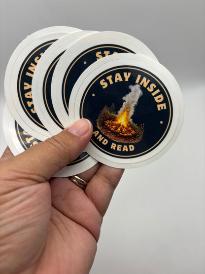 Stay Inside and Read Vinyl Sticker | Camp Blood Bookish Horror Sticker