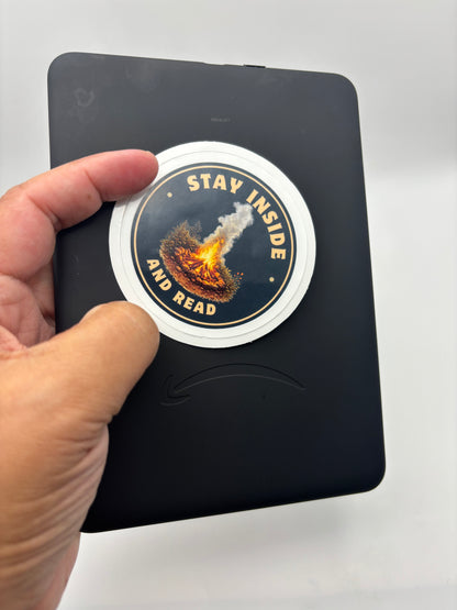 Stay Inside and Read Vinyl Sticker | Camp Blood Bookish Horror Sticker